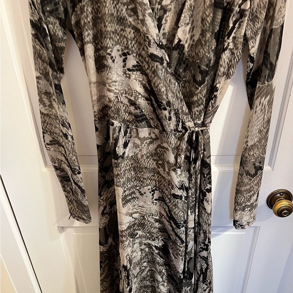 White House Black Market green and gray tones with black. Stunning dress. - Picture 3 of 3